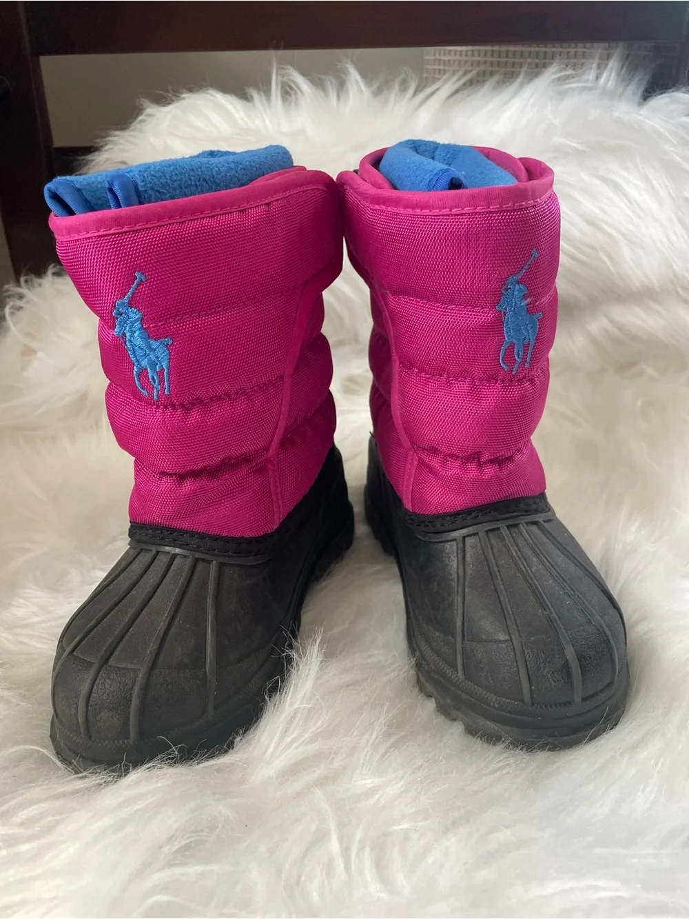 Polo Ralph Lauren Hamilten EZ Girls Pink Snow Boots Size 6 Toddler Winter Duck